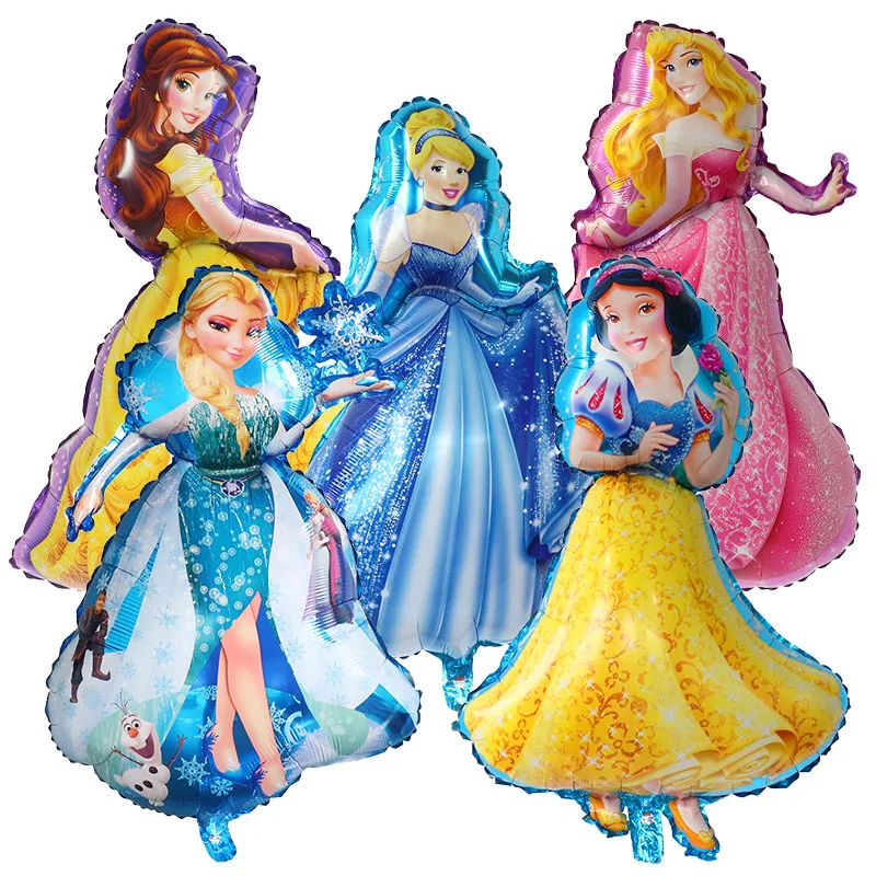Globo grande de princesa de Disney para niña, 5 uds., 90x55cm, Blancanieves, Cenicienta, Elsa, globo de aire, decoraciones para fiesta de cumpleaños, juguetes para regalo