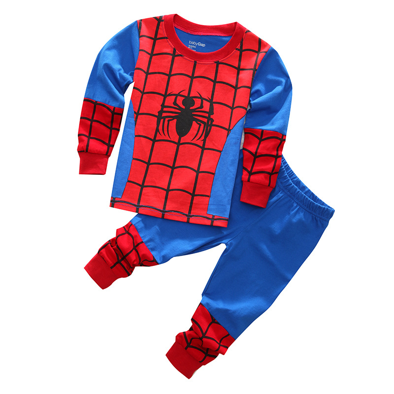 Traje para niños, pijamas de Spiderman para niños, pijamas de dibujos animados, traje, pijamas de algodón de dibujos animados para niñas, pijamas de primavera y otoño