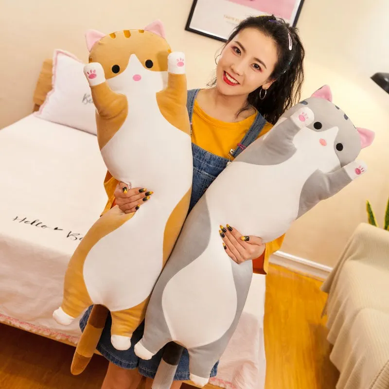 50-130CM Dễ Thương Mềm Dài Mèo Bạn Trai Gối Sang Trọng Đồ Chơi Nhồi Bông Tạm Dừng Ngủ Trưa Văn Phòng Ngủ Gối Quà Tặng búp Bê Cho Bé Gái
