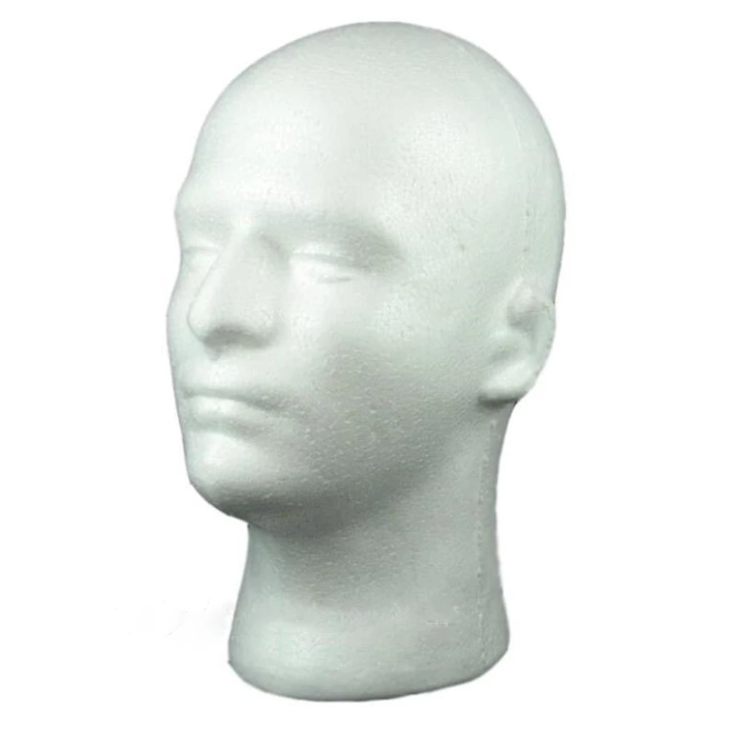 หญิงชาย Mannequin HEAD สีขาวโพลีสไตรีนโฟมโฟมหัวขาตั้งวิกผมหมวกชุดหูฟัง Display Stand Rack