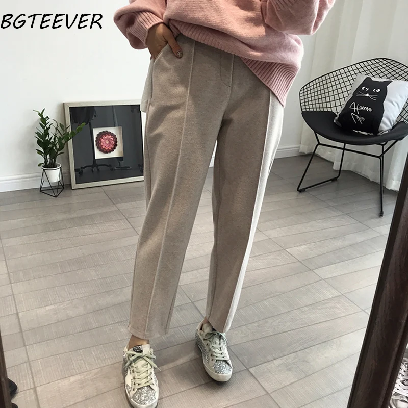 BGTEEVER Mùa Đông Làm Dày Nữ Quần Bút Chì Quần Tất Len Nữ Thu Đông Cao Cấp Rời Quần Capris Mềm Chất Liệu Vải Tốt