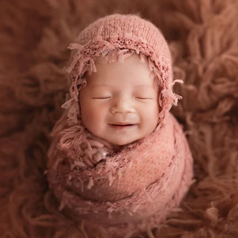 Sơ Sinh Chụp Ảnh Quần Áo Mohair Nón + Tặng 2 Cái/bộ Hình Ảnh Cho Bé Đạo Cụ Phụ Kiện Chụp Studio Trẻ Sơ Sinh Dệt Kim Nón Len