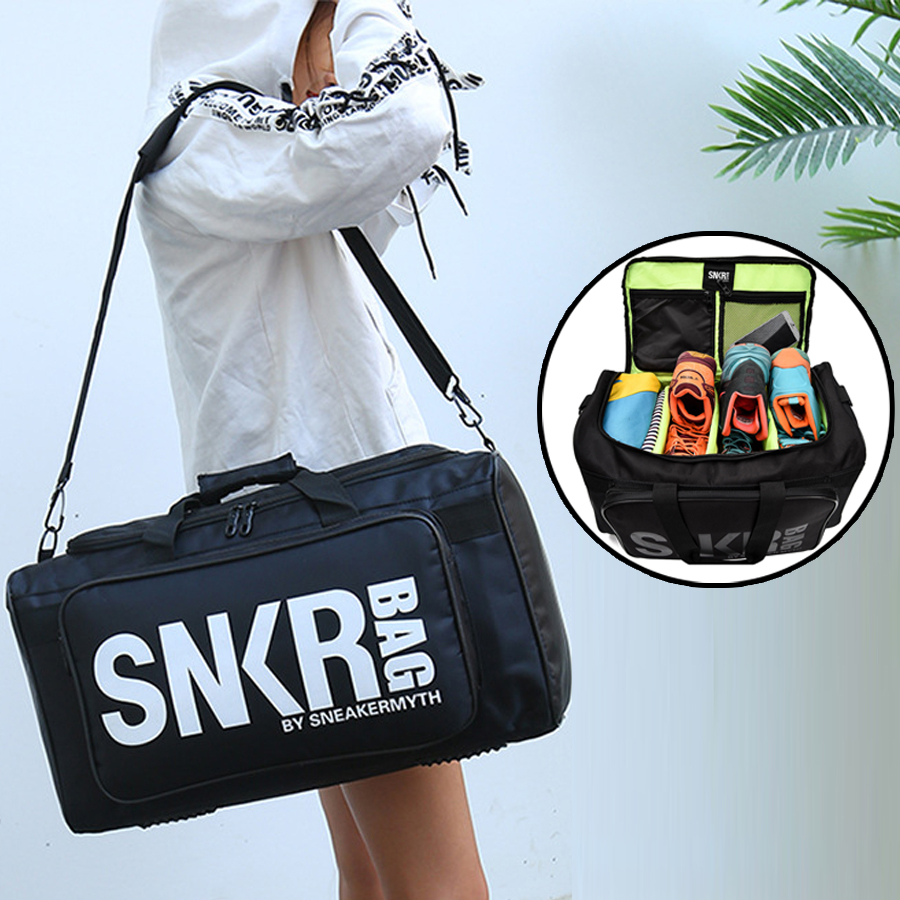 Bolsas de gimnasio de entrenamiento deportivo con múltiples compartimentos grandes, zapatillas de deporte para hombre, bolsa de gimnasio, organizador de cubos de embalaje, bolso de hombro impermeable SNKR