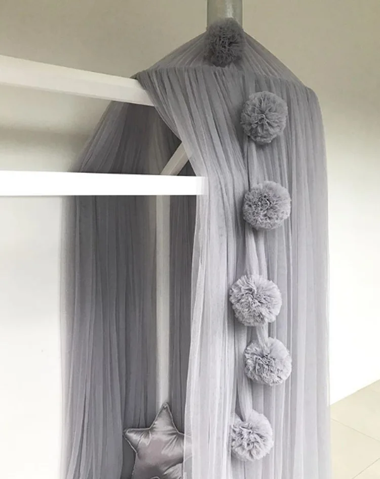 DIY เด็กตกแต่งห้องเตียงสีชมพูผ้าม่านเส้นด้ายลูกบอลตกแต่งรูปแบบเด็กห้องนอนแขวนผนังตกแต่งห้องนอนเด็ก