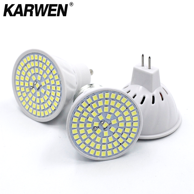 KARWEN Lampada หลอดไฟ LED GU10 MR16 E27 E14 Bombillas หลอดไฟ LED 220V 240V Spotlight 48 60 80 LED 2835 SMD Lampara LIGHT