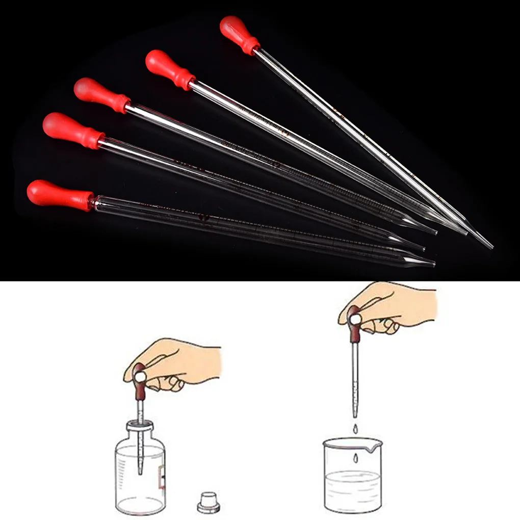 1pc Pipetta graduata in vetro Lampadina in gomma Esperimento scolastico da laboratorio Contagocce Erogazione 0,5 ml 1 ml 2 ml 3 ml