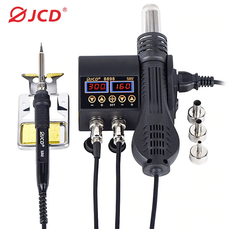 2 Trong 1 750W Không Khí Nóng Súng Màn Hình LCD Màn Hình Hiển Thị Kỹ Thuật Số Hàn Làm Lại Ga Cho Tế Bào-Điện Thoại BGA SMD PCB IC Sửa Chữa Mỏ Hàn Chì Iron Hairdry 8898