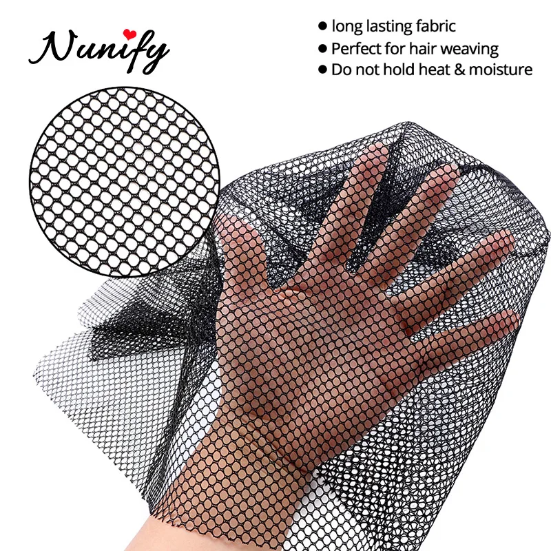 Nunify-gorro tejido negro elástico, redecilla para el pelo, peluca, redecilla, red de encaje suizo, cierre Frontal para sótano, base tejida