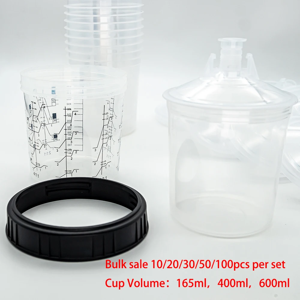 10/20/30/50 Con Số Lượng Lớn Bán Phun Sơn Xe Tăng Phun Trộn Cup 165/400/600Ml Dùng Một Lần Ly Đo Lường Loại H/O Nhanh Cup
