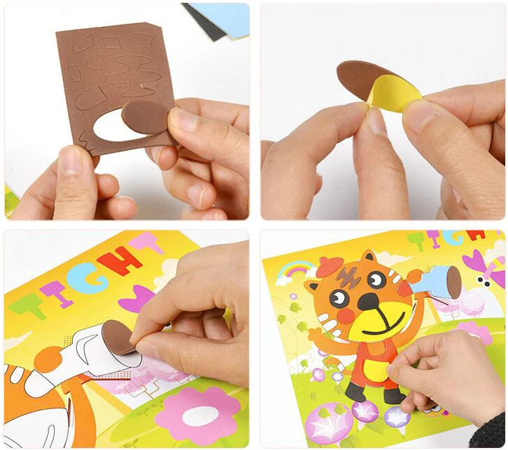 10Pcs 3D EVA 폼 스티커 퍼즐 만화 동물 20 스타일 DIY 수제 조기 학습 교육 완구 어린이를위한 어린이 선물