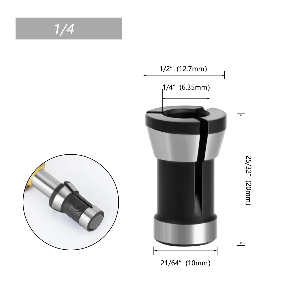 LAVIE 1 PC 3PCS ชุด Collets 6.35 มม.8 มม.6 มม.COLLET Chuck แกะสลักเครื่องตัดไฟฟ้า Router เครื่องตัดอุปกรณ์เสริม