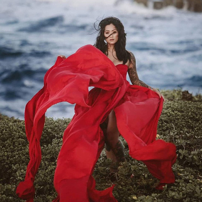 레이스 쉬폰 출산 드레스, 스플릿 프론트 롱 임신 사진 드레스, 임산부 맥시 가운, 사진 소품 2020 신제품