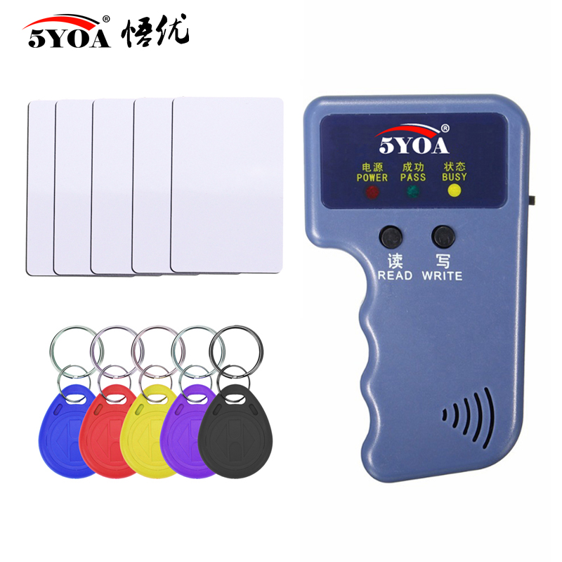 5YOA IDW01 Programmer T5577 Writer Copier Duplicator Rewritable Keyfobs Repetitive Badge 125KHz EM4100 5200 RFID ID Card Tag