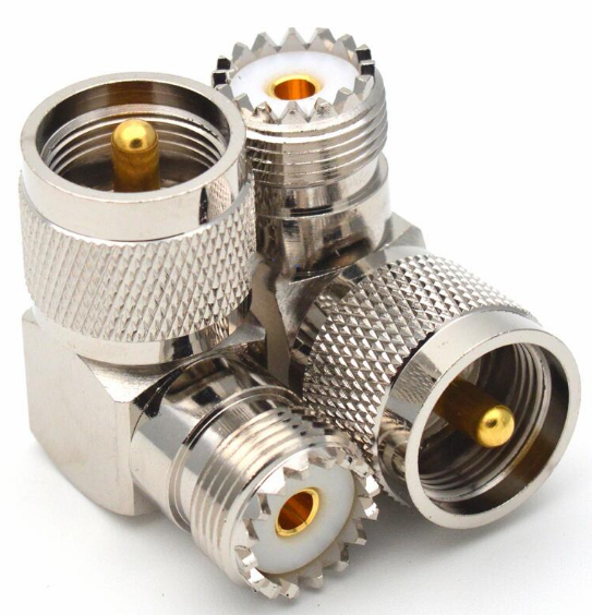 1PC UHF Männlichen PL-259 PL259 Stecker auf UHF Weibliche SO-239 SO239 JACK STECKER Rechten Winkel 90 Grad RF Adapter