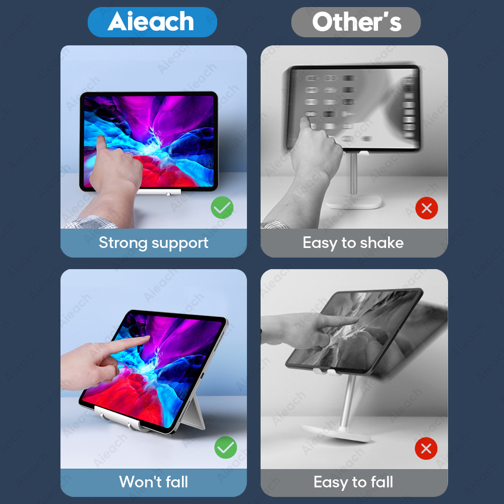 Support de bureau pour tablette 7.9 à 11 pouces, Support pliable réglable pour tablette iPad Xiaomi Samsung Support de téléphone portable