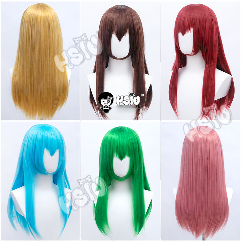 「Marca HSIU」26 cores 60 cm de cabelo longo e reto rosa cinza branco roxo preto rosa peruca sintética de fibra + rede de peruca de marca grátis