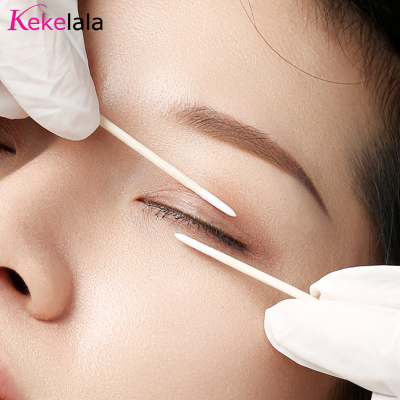 1000 stks Micro Hout Wattenstaafje Wimper Extension Gereedschap Tatoo Microblading Schoonmaken Houten Stokken Cosmetische Katoenen Borstel Knoppen Tip