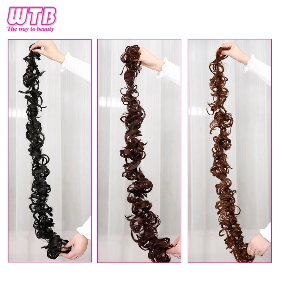 WTB Tổng Hợp Lộn Xộn Scrunchies Thun Tóc Nữ Dợn Sóng Tóc Búi Tóc Dài Chignon Nâu Đen Bánh Bộ Tóc Giả Dành Cho Nữ