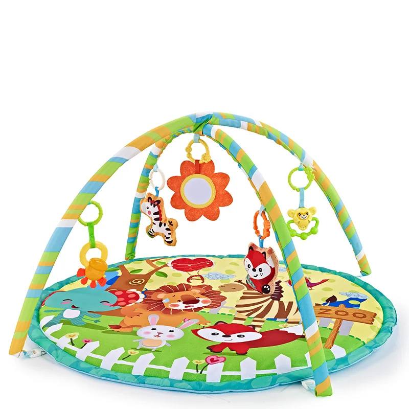Quadro de fitness multifuncional, tapete redondo para engatinhar, 0-12 meses, quebra-cabeça de bebê, cobertor divertido, pingente de som, presente para crianças