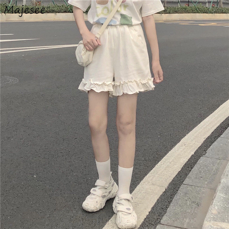 Quần Short Nữ Phong Cách Preppy Nhật Bản Cao Cấp Co Giãn Xù Ống Rộng Quần Sinh Viên Ngọt Hàn Quốc Sang Trọng Tất Cả Các Trận Đấu Thường Ngày mới