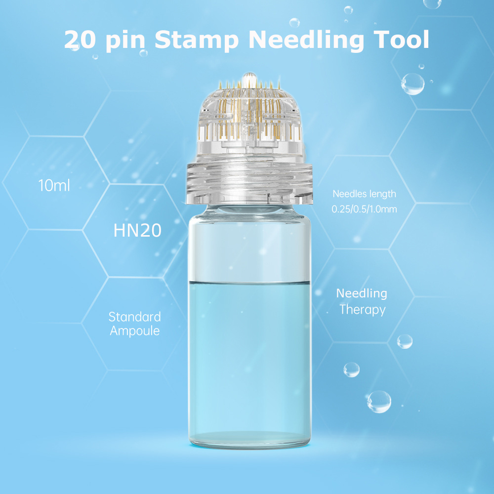 Hydra Derma 20 pines puntas de titanio dorado microaguja Derma sello antienvejecimiento cara piel reutilizable Micro aguja