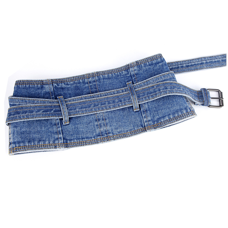 데님 컬러 Shapewear 여성 고딕 steamppunk 허리 cinchr Bustiers 블랙 니켈 버클 핀 슬라이드 버클 벨트 여성용 거들