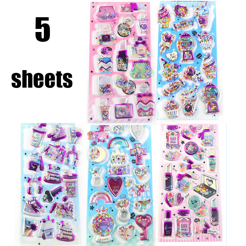 Pegatinas brillantes de princesa a la moda, lentejuelas brillantes, arena movediza, unicornio, estrellas, pegatina cosmética, decoración, juguetes reutilizables