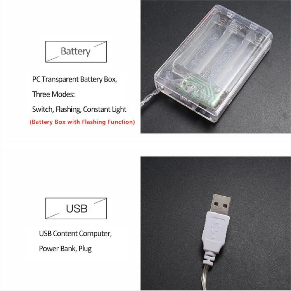 1.5M 3M 6M LED Sfera di cristallo Ghirlanda Luci della stringa Flash Lampada natalizia per interni 10/20/40 Lucine a LED Batteria/USB Operato