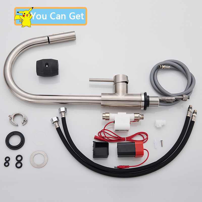 Rozin Smart Touch Küchenarmatur, schwarz, herausziehbare Sensor-Wasserhähne, Schwarz/Nickel, 360-Grad-Drehung, Kran, 2 Ausgänge, Wassermischbatterien