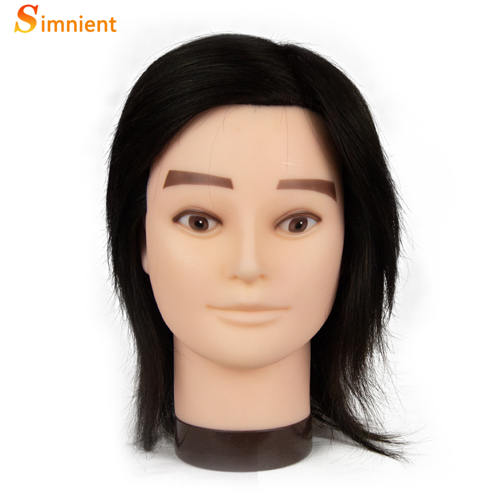 100% menschliches Haar Männlichen Mannequin Kopf Mit Haar Bart Praxis Puppe Friseur Kosmetik Ausbildung Puppe Kopf Für Haar Styling