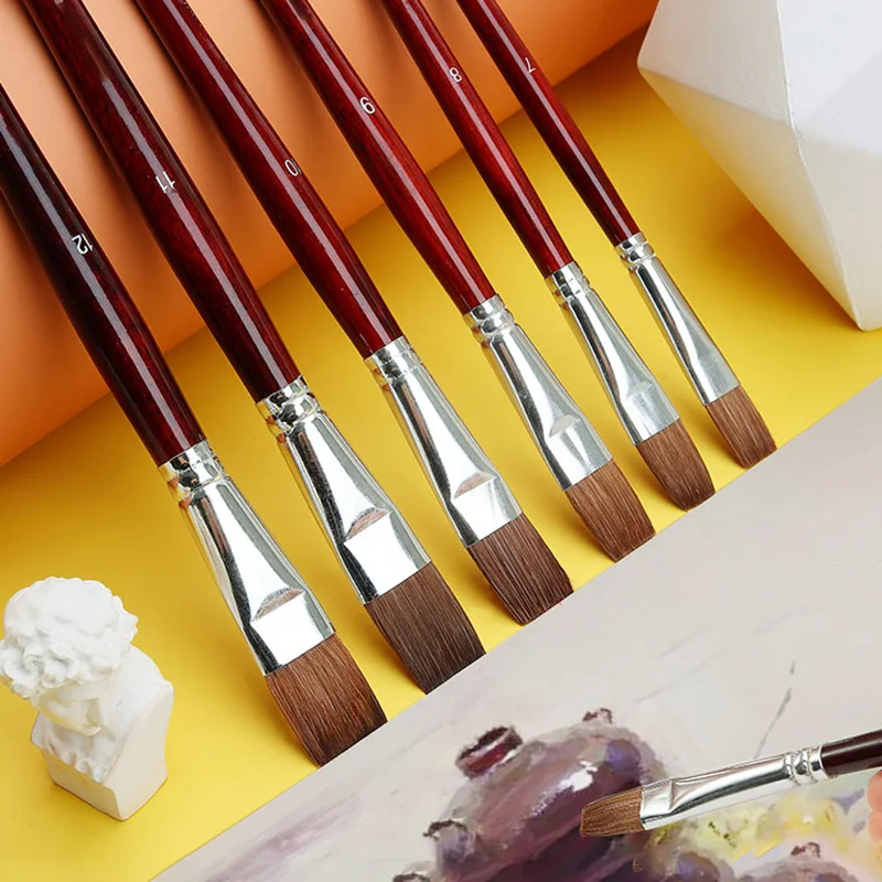 Bộ 6 Nghệ Sĩ Vẽ Tranh Sơn Dầu Cọ Bộ Cấp Đầu Chồn Tóc Nước Cọ Sơn Acrylics Nghệ Thuật Vẽ Tiếp Liệu Tranh Chuyên Dụng