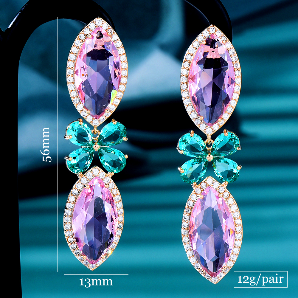 Anting-Anting Berkilau Kristal Zirkonia Kubik Permen Jelas Geometris Trendi untuk Wanita Anting-Anting Pengantin Wanita Grosir Arete De Mujer Modernos