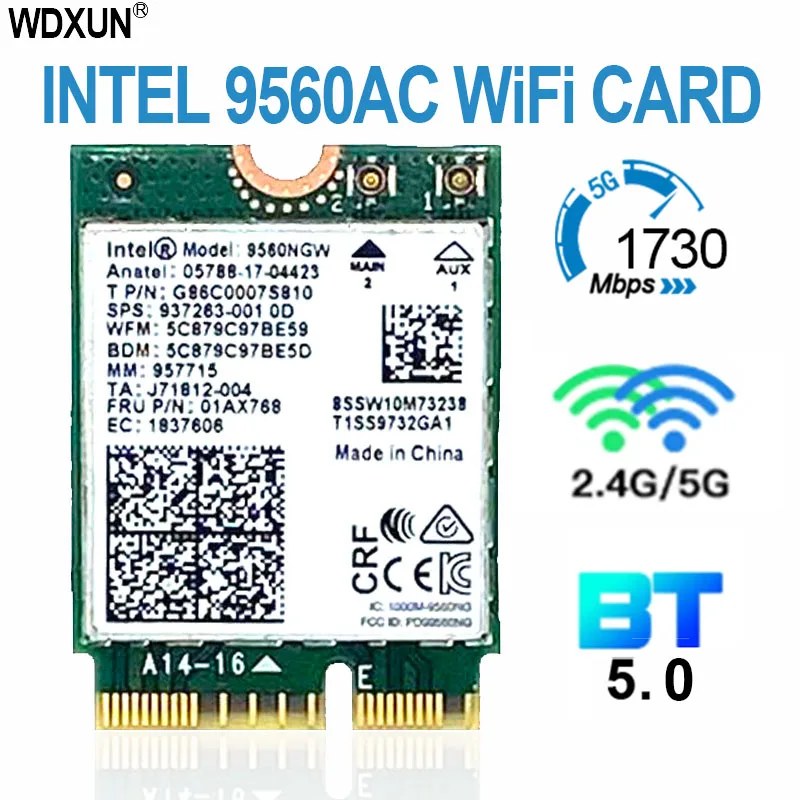 Двухдиапазонная беспроводная Bluetooth-карта Intel 9560, 2,4 г/5 ГГц, 5,0 802.11ac m.2 cnvi, Wi-Fi Intel 9560ngw