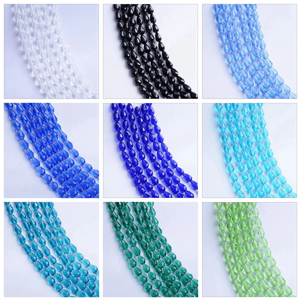 Teardrop Faceted แก้วคริสตัล 5x3 มม.8x6 มม.12x8 มม.15x10 มม.ลูกปัด Lot สําหรับเครื่องประดับทํา DIY ต่างหู
