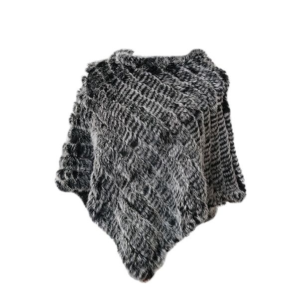 กระต่ายจริงขนถักขนสัตว์ธรรมชาติ Poncho เสื้อกั๊กแฟชั่น Wrap Coat Shawl เลดี้ผ้าพันคอขนสัตว์ธรรมชาติงานแต่งงานขายส่ง Cape