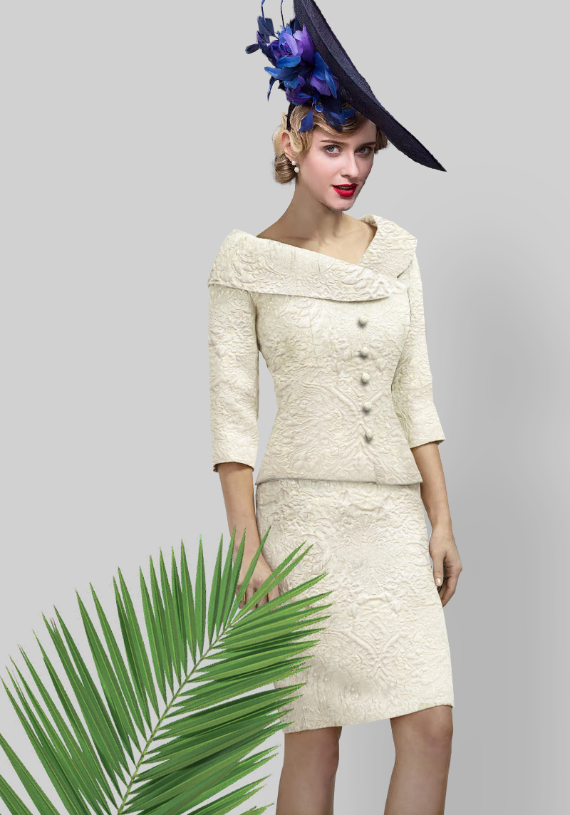 Tailor Shop แม่สำหรับงานแต่งงานแม่ของชุดเจ้าสาวสีเหลืองซีดผ้าเสื้อและกระโปรงของ Mother Bride ชุด