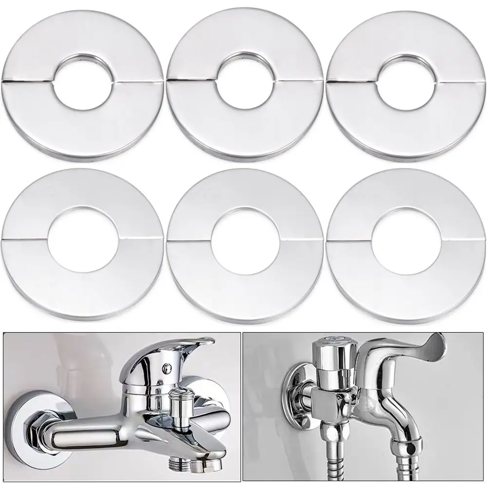 1PC กาวก๊อกน้ำสแตนเลสตกแต่งฝักบัวอาบน้ำ Chrome Finish ผนังครอบคลุมอุปกรณ์ห้องน้ำ