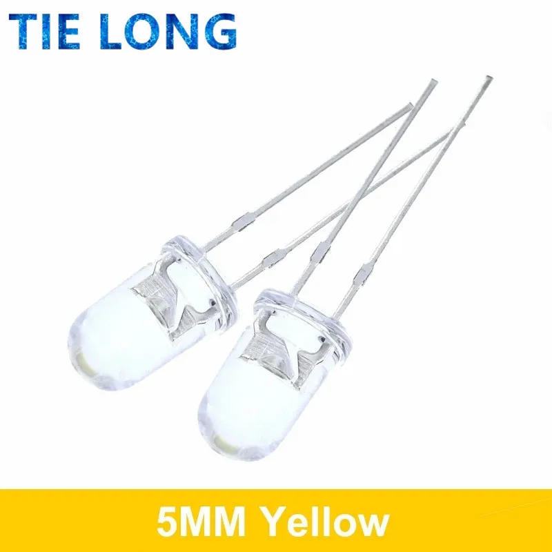100 pz di Alta qualità Trasparente Rotondo 5mm Super Bright Acqua Trasparente Verde Rosso Bianco Giallo Blu Lampadine LED Diodo Emettitore
