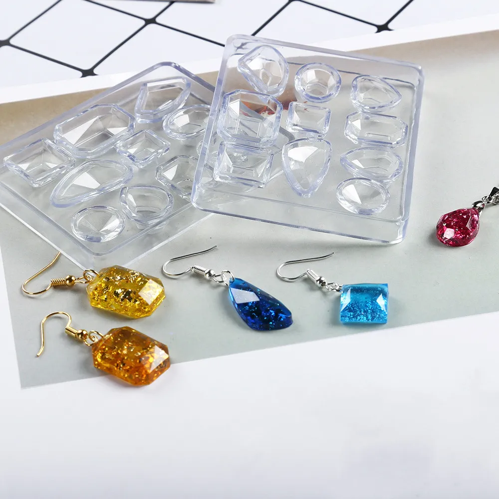 ยางโปร่งใสคริสตัลอีพ็อกซี่เรซินแม่พิมพ์ DIY ต่างหูขนาดเล็ก Faceted อัญมณีแม่พิมพ์สำหรับเรซิ่น