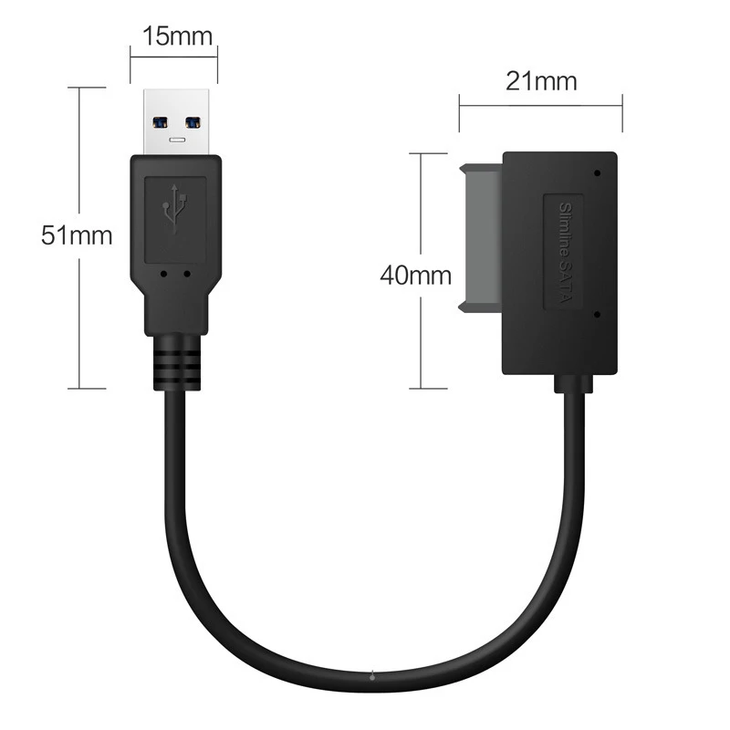 35CM USB Adapter PC 6P 7P CD DVD Rom SATA USB 2.0 To Slimline Sata 13 pin Ổ Cáp Cho Máy Tính Xách Tay Máy Tính Xách Tay
