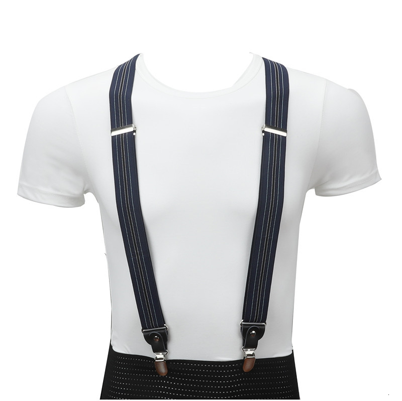 4-clip heren bretels heren bretels ondersteunt Tirantes echt leer voor dames elastische verstelbare broekriemen kleding 3,5 cm breedte
