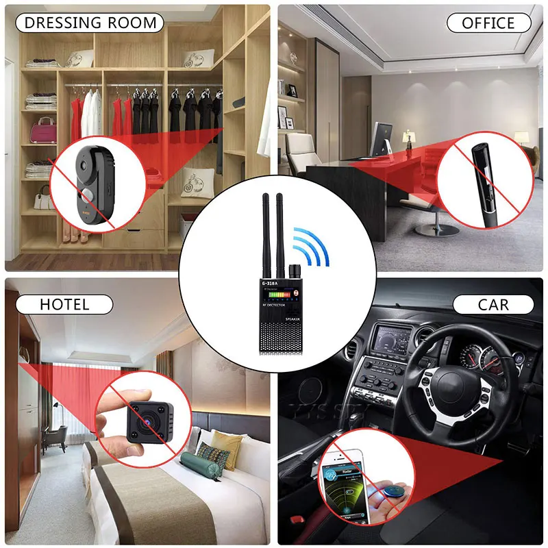 2.4G Wifi Tín Hiệu RF Tìm Chống Candid Camera Báo Gián Điệp Ẩn Cam Âm Thanh Lỗi GPS Tracke GSM Thiết Bị Không Dây máy Quét Đen
