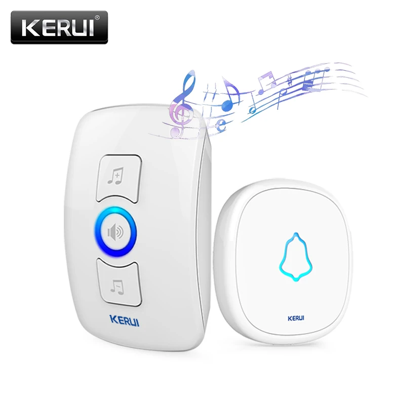 Timbre de puerta inteligente inalámbrico KERUI M525 con botón a prueba de agua de largo alcance 32 canciones blanco negro enchufe UE AU US Reino Unido