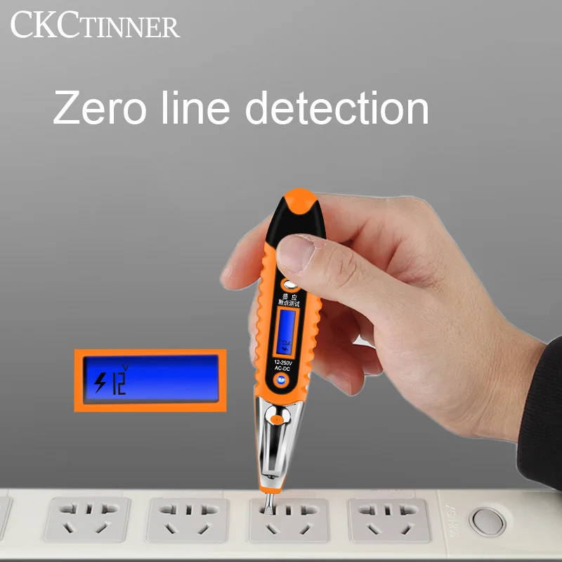 MultiDigital Thử Bút Chì AC DC 12-250V Bút Thử Điện Tua Vít Màn Hình LCD Hiển Thị Điện Áp Bút Thử Điện Dụng Cụ