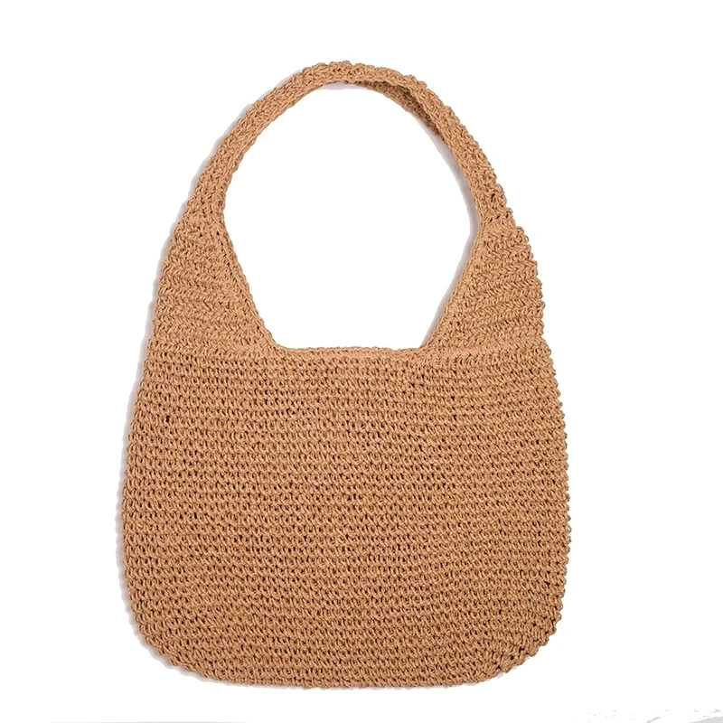 Casual Straw ผู้หญิงไหล่กระเป๋าหวายทอกระเป๋าถือสุภาพสตรี Handmade ฤดูร้อนชายหาดกระเป๋าหวายกระเป๋า Messenger หญิงขนาดใหญ่ Totes