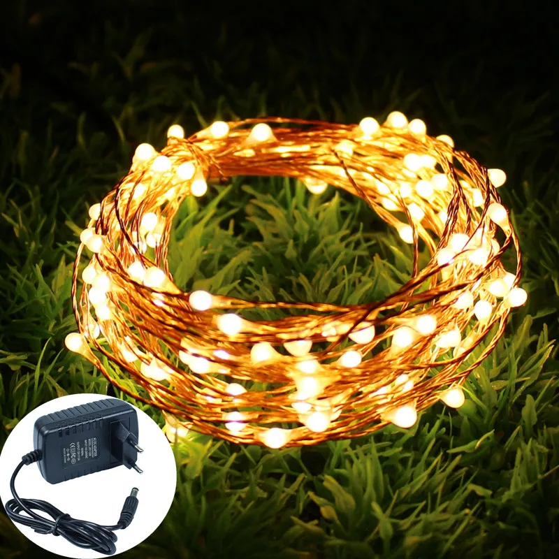 Świąteczna girlanda żarówkowa LED 12V 10M 20M 30M 50M Drut miedziany Gwiaździsta lina Wodoodporne elastyczne lampy wróżkowe Party Garde Decorate