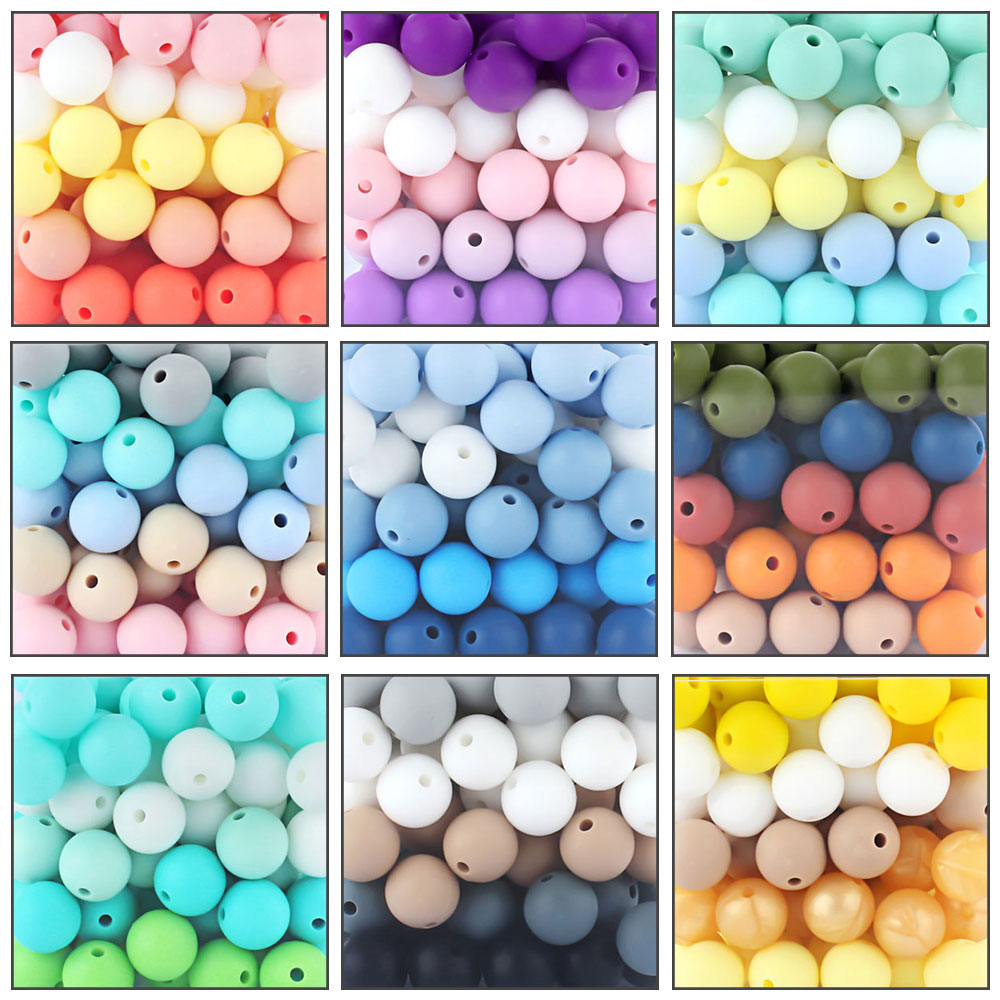 20 piezas cuentas redondas de silicona de 9mm, bola de perlas de calidad alimentaria, pulsera de cadena de chupete DIY, mordedor Molar masticable para bebé, Mini cuentas