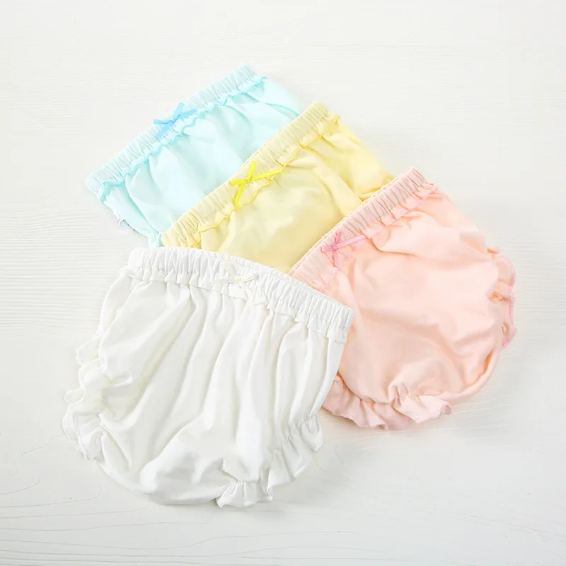 3 unid/lote de bragas 100% de algodón para bebés, calzoncillos de puntos a rayas con lazo sólido a la moda para niños y niñas, calzoncillos suaves