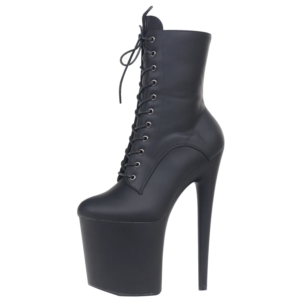 JIALUOWEI INS Style 20CM Extreme High Heels Plateaustiefel Schnürung Sexy Pole Dance Stiefeletten Seitlicher Reißverschluss 5-12