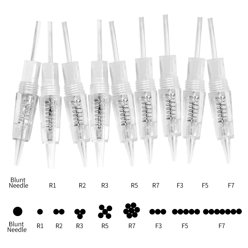 50/100pcs สกรูเข็ม R1/R1 BLUNT/R2/R3/R5/R7/F3/F5/F7 เครื่อง V7 Charme Princesse ดิจิตอลแต่งหน้าเข็มเข็ม